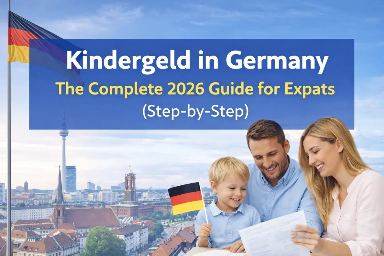 Illustration representing Kindergeld in Germany in 2026, showing family benefits application process for expats.